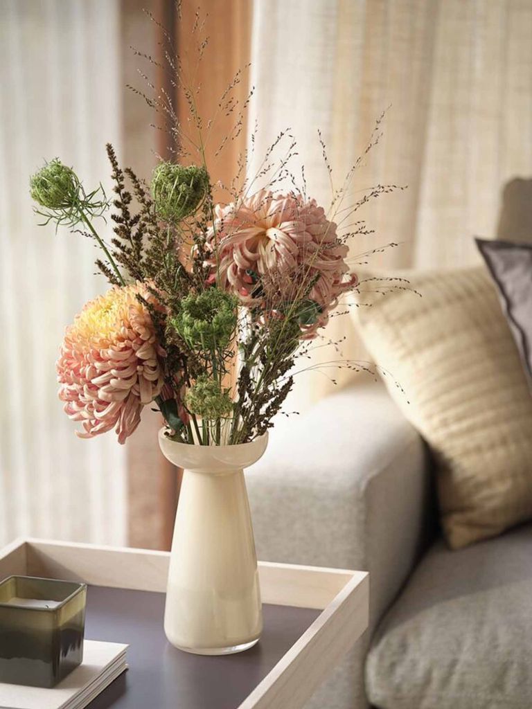 Lọ hoa | VISTI | thủy tinh | màu kem | Ø11xC22cm