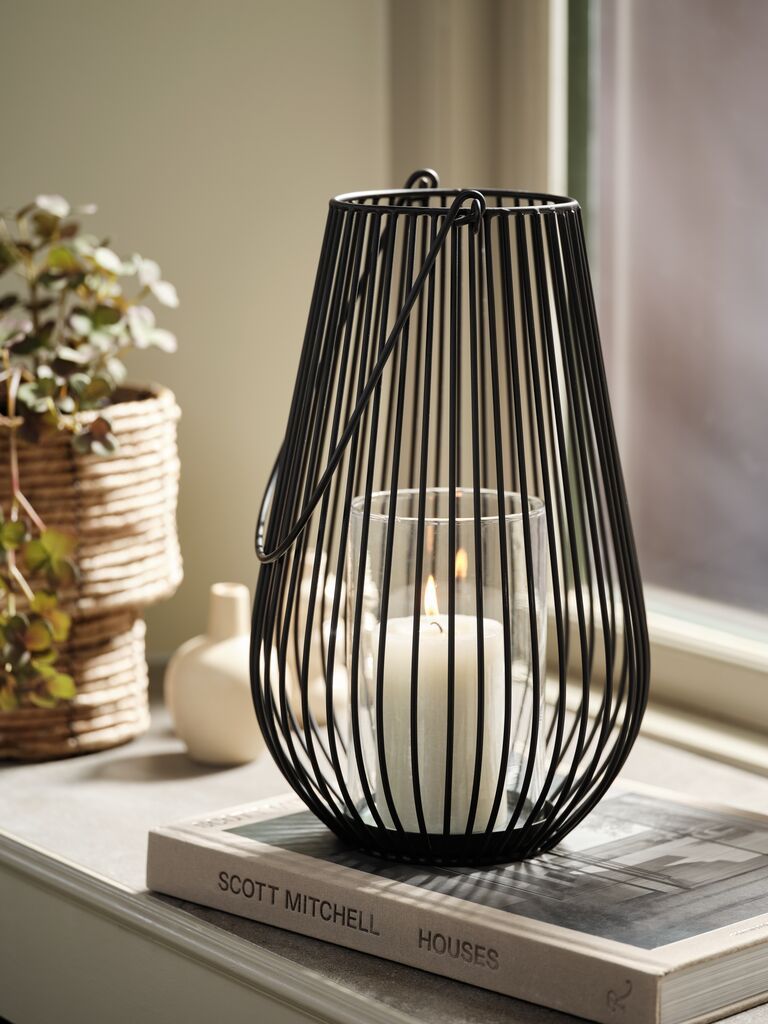 Đ&egrave;n lồng | MELIAS | kim loại/k&iacute;nh | đen | &Oslash;21xC34cm