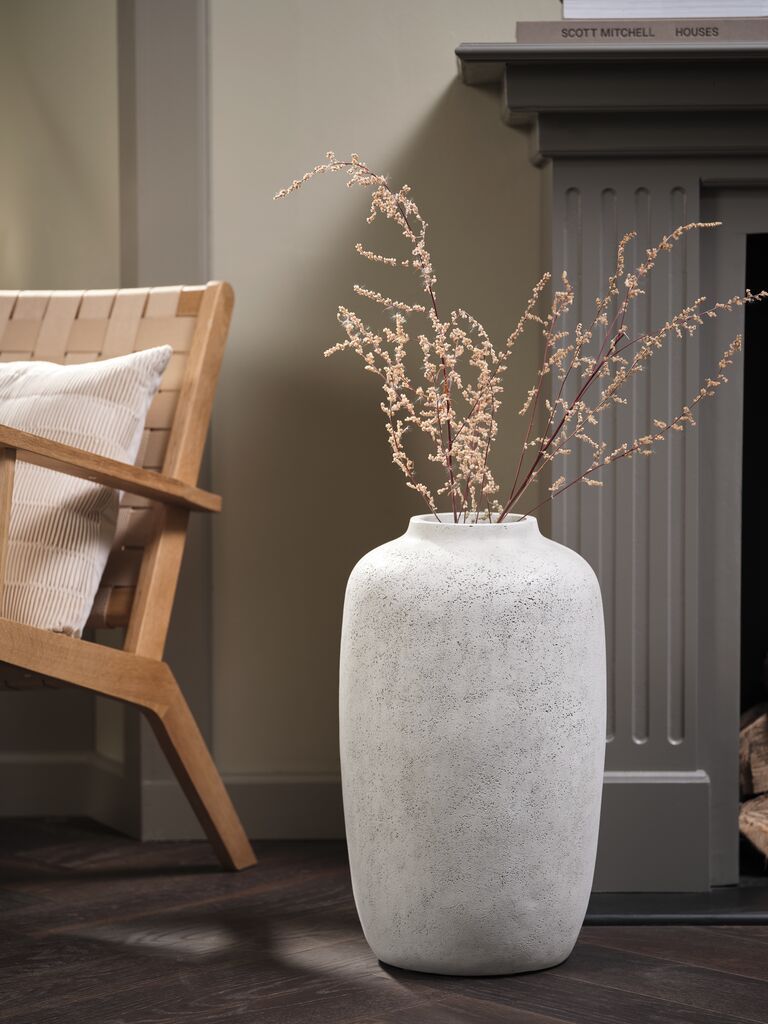 Lọ hoa | ROLAND | đất sét sợi | xám nhạt | Ø30xC51cm