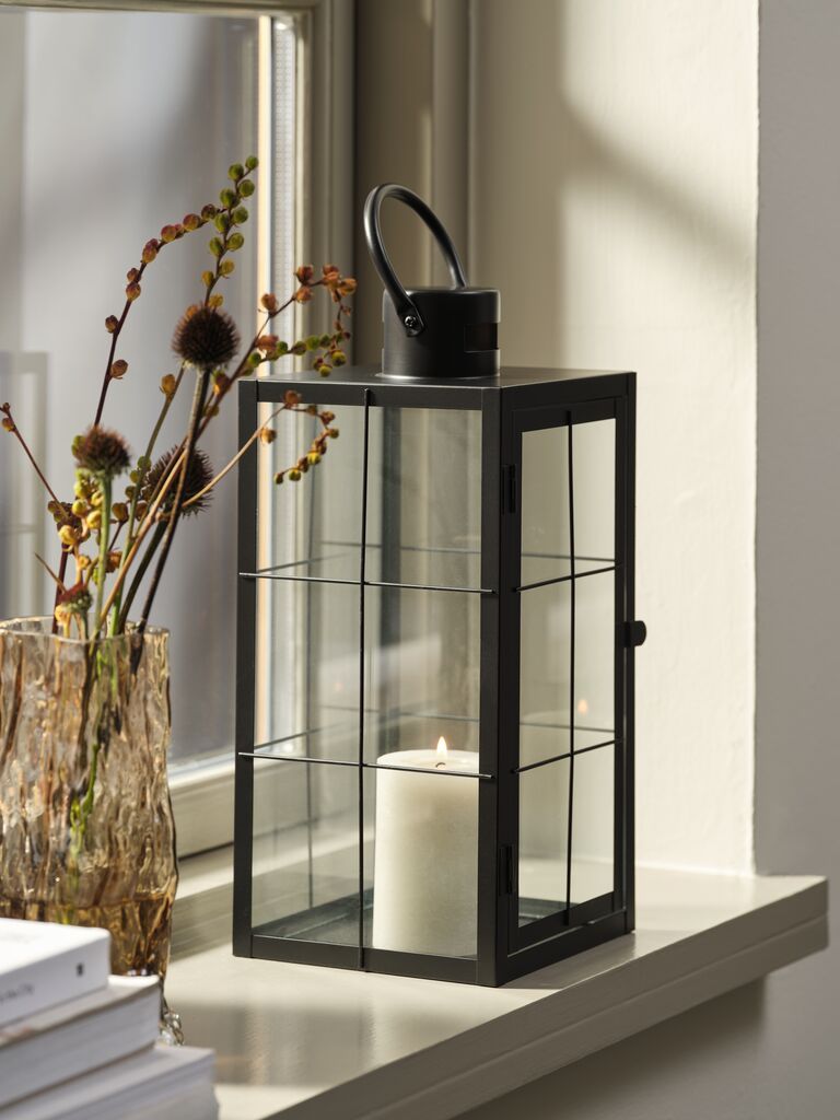 Đèn lồng | VILLADS | kim loại/kính | đen | R16xD16xC36cm