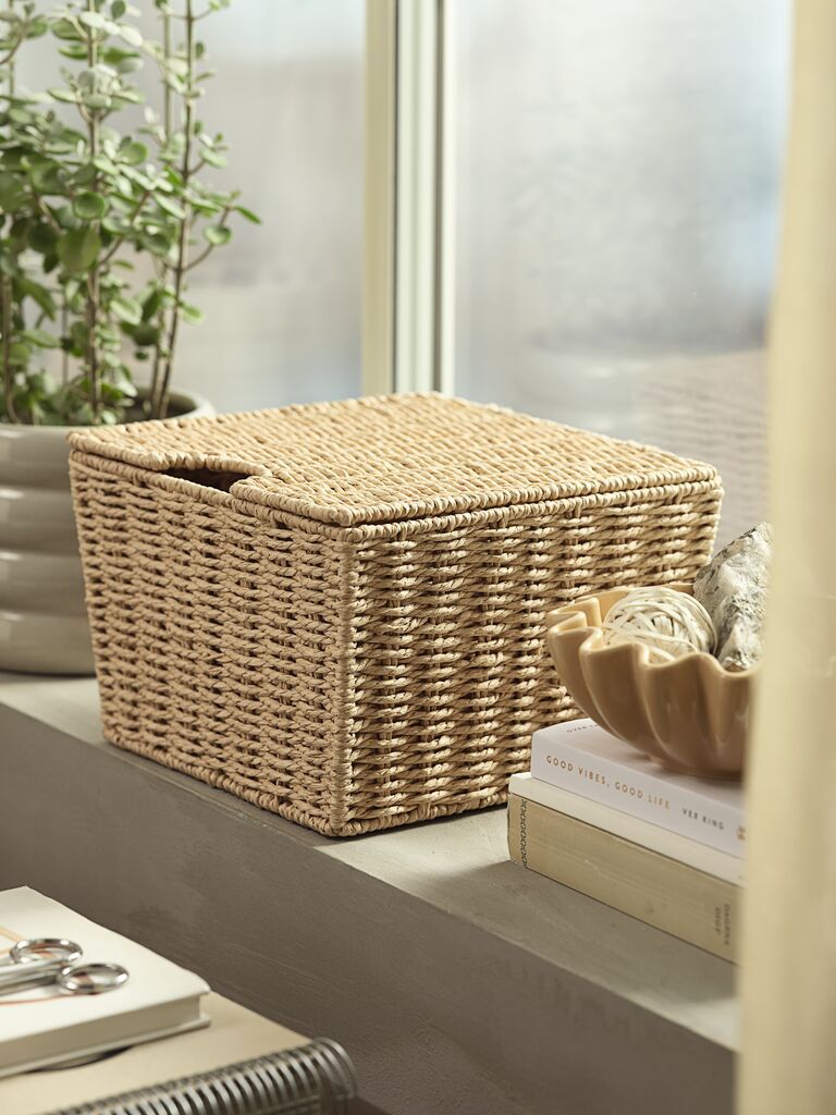 Hộp đa năng | ESPEN | giấy/thép | màu tự nhiên | R26xD26xC17cm