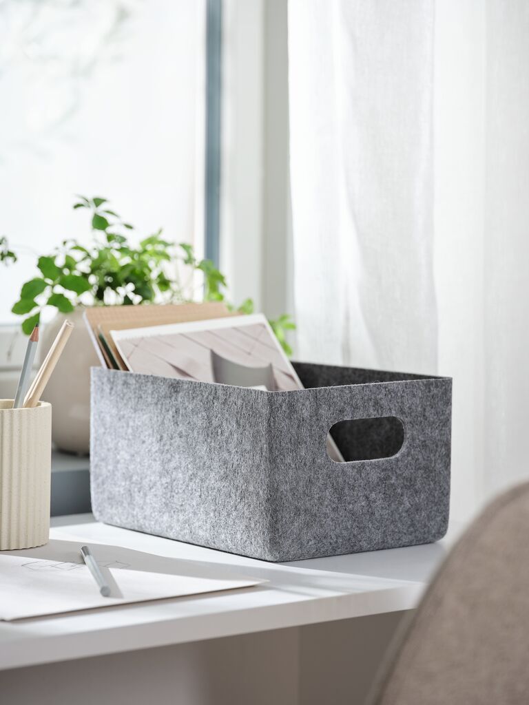 Giỏ đa năng | JOSEF | polyester | xám | R18xD25xC12cm