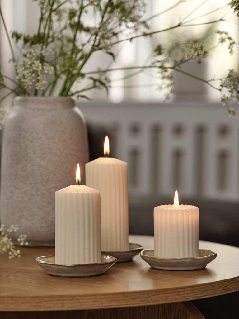 Nến trụ | GAUTE | paraffin | màu tự nhiên | Ø6xC8/11/14cm | bộ 3 chiếc