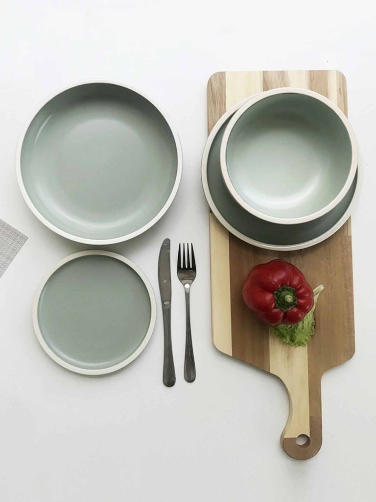 Tô | KIMCHI | sứ | xanh bạc hà viền trắng | Ø17xC7.9cm