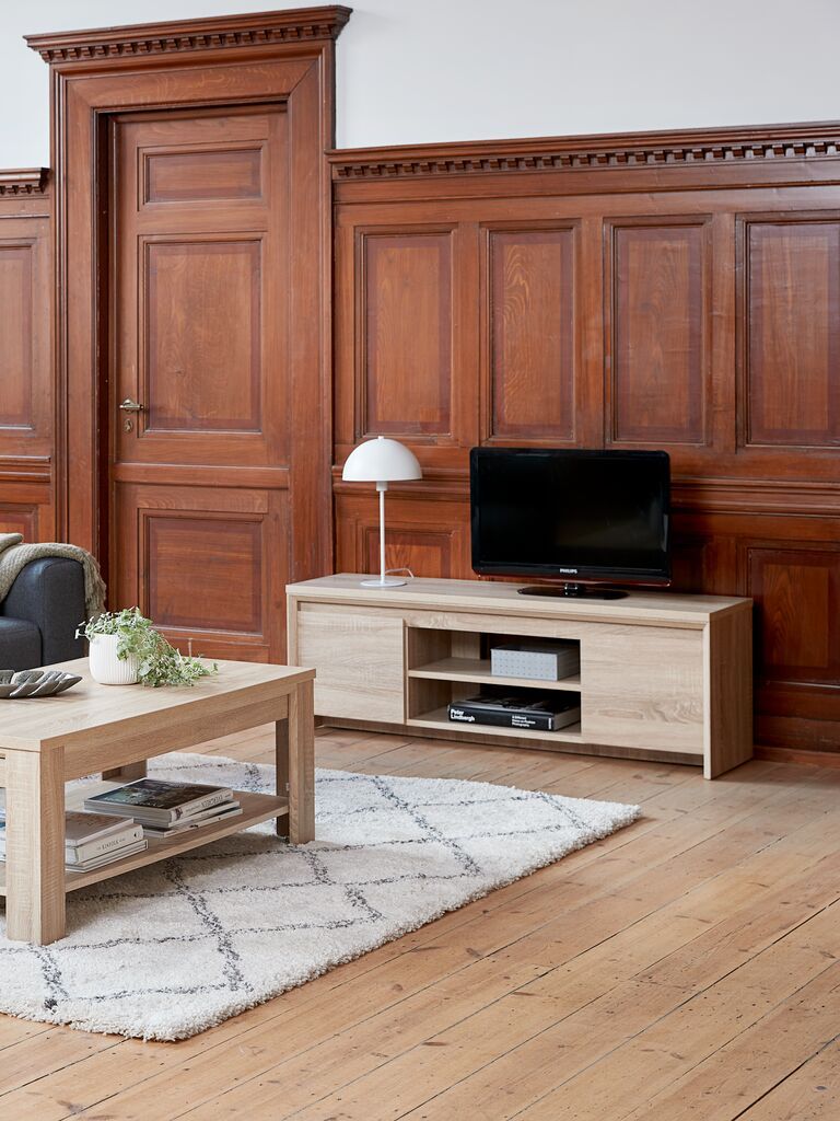 Thảm phòng khách | AKSFRYTLE | polypropylene | trắng kẻ trám | R160xD230cm