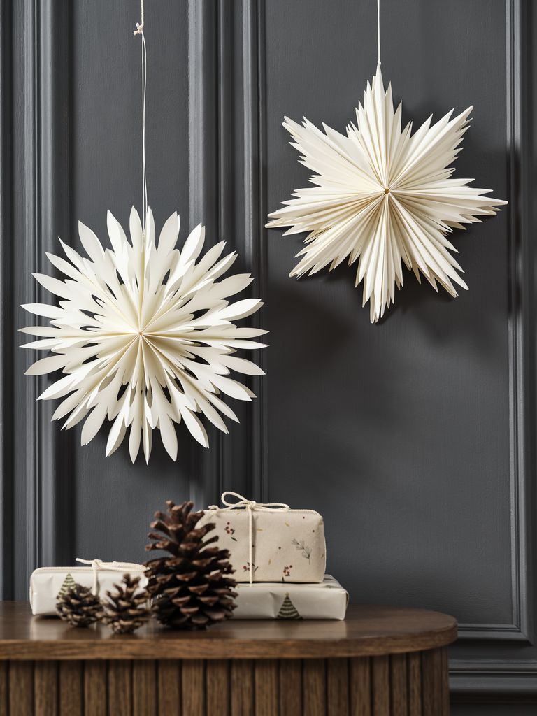 Sao trang trí giáng sinh | SKRYMSLI | giấy | trắng | Ø30xC8cm