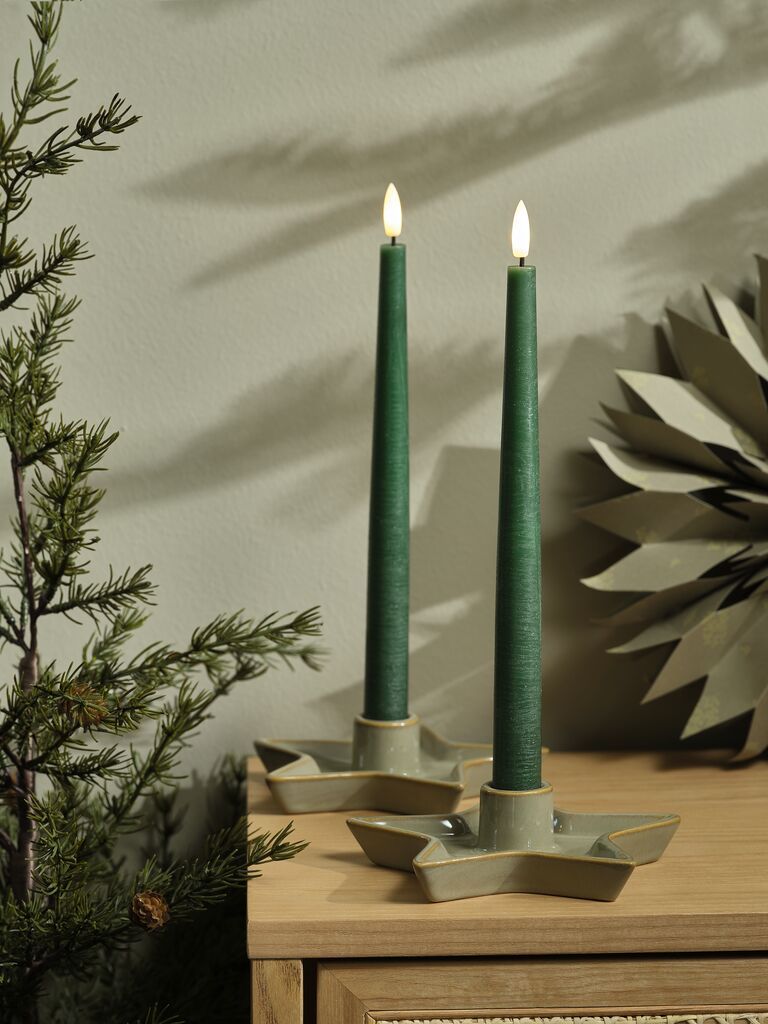 Nến điện | GAND | sáp nến | xanh lá | bộ 2 chiếc | Ø2xC29cm