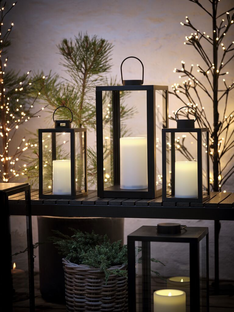 Đèn lồng | GEFJON | thủy tinh/nhựa PP | đen | R20xD20xC40cm