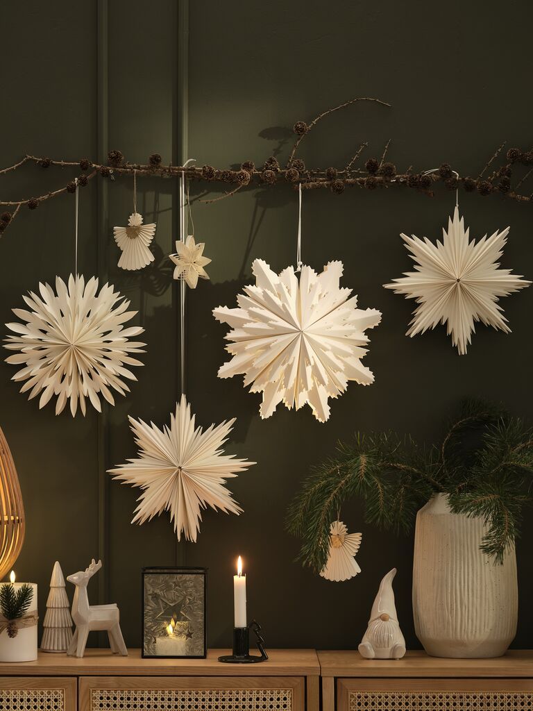 Sao trang trí giáng sinh | KRYOLIT | giấy | trắng | kèm đèn led | Ø38cm | 10LED