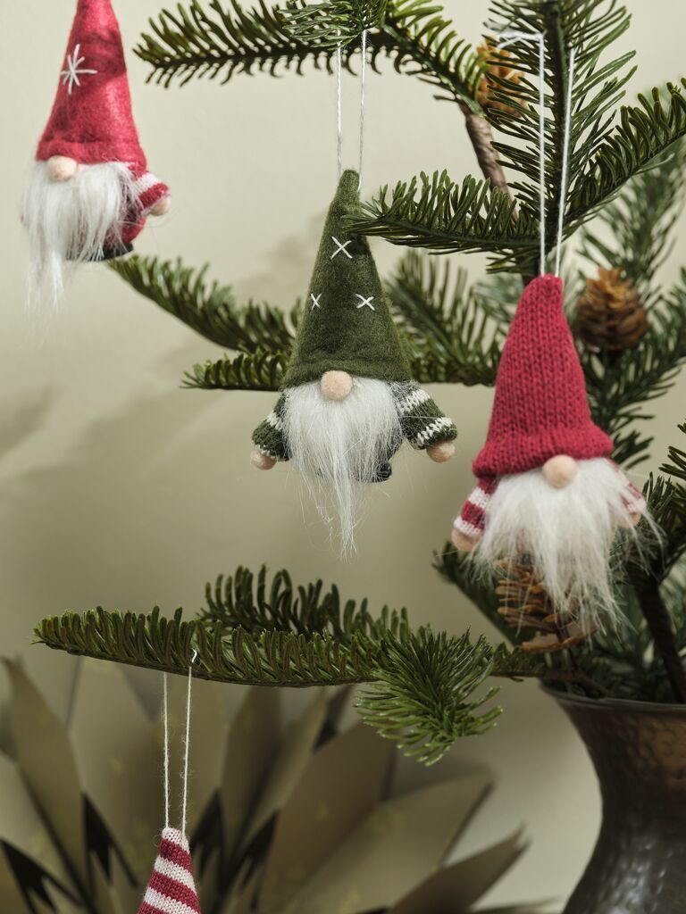 Bộ 8 phụ kiện trang trí giáng sinh | TOMTE | polyester | đỏ/xanh lá | R5xD3xC8cm