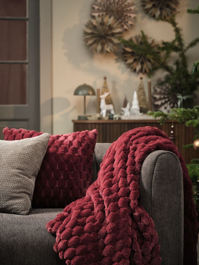 Chăn sofa | HVIDBLOMME | polyester | đỏ | R130xD170cm