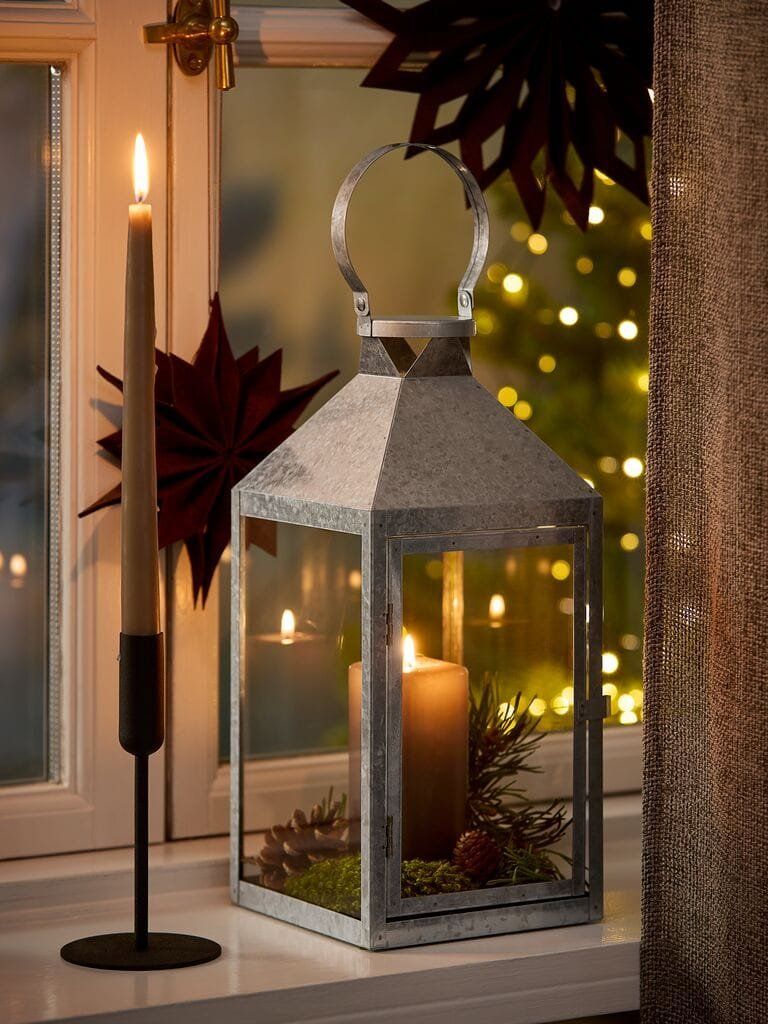 Đ&egrave;n lồng | HARMOND | thủy tinh/th&eacute;p | m&agrave;u th&eacute;p | R16xD16xC38cm