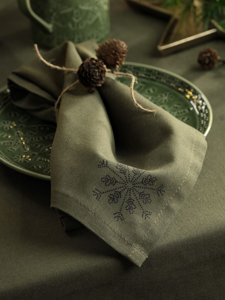 Bộ 2 khăn ăn | STJERNESTEN | cotton | xanh lá | R40xD40cm