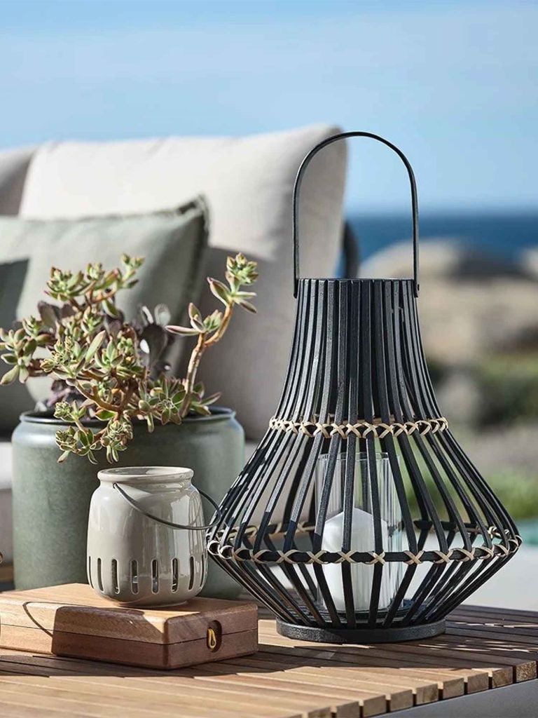Đèn lồng | SIVHAUK | tre/thủy tinh | đen | Ø31xC35cm
