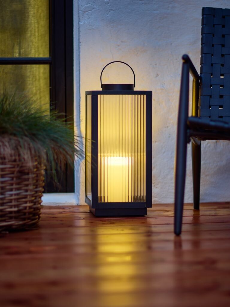Đèn lồng | GULDSMED | nhựa ABS/thủy tinh | đen | R22xD22xC48cm