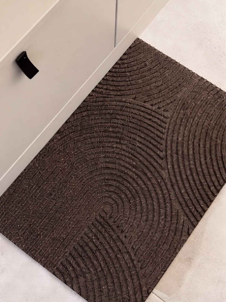 Thảm trải cửa | JORDSKOLM | polyester/polypropylene | nâu/be | R50xD80cm