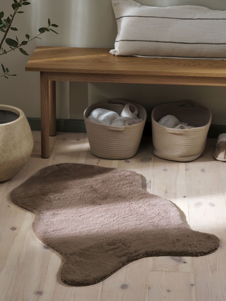 Thảm l&ocirc;ng | OXEL | polyester | m&agrave;u c&aacute;t đậm | R60xD90cm