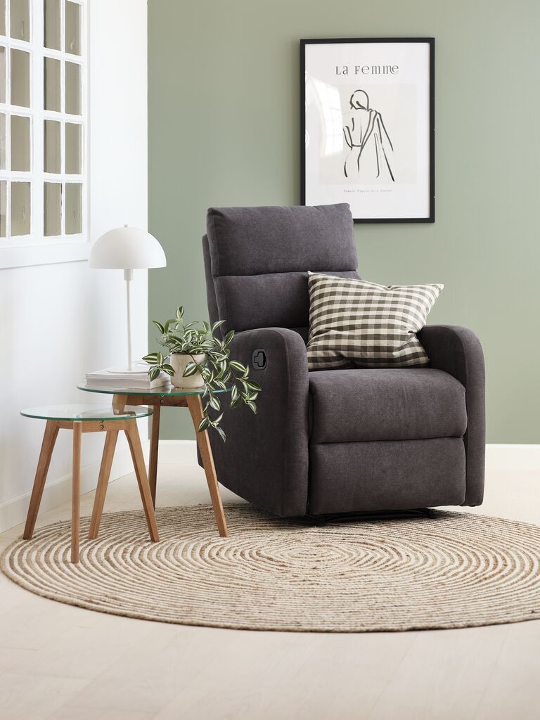 Ghế thư giãn | NAKSKOV | vải polyester | xám đậm | R73xS93xC106cm