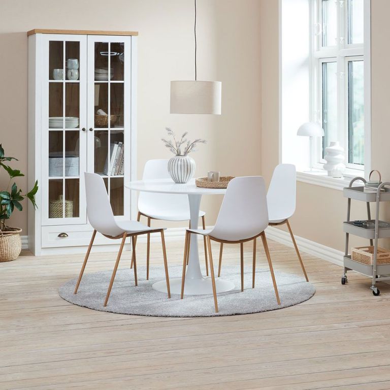 Ghế bàn ăn | NEDERBY | nhựa PP/kim loại | trắng/sồi | R48xS53xC88cm