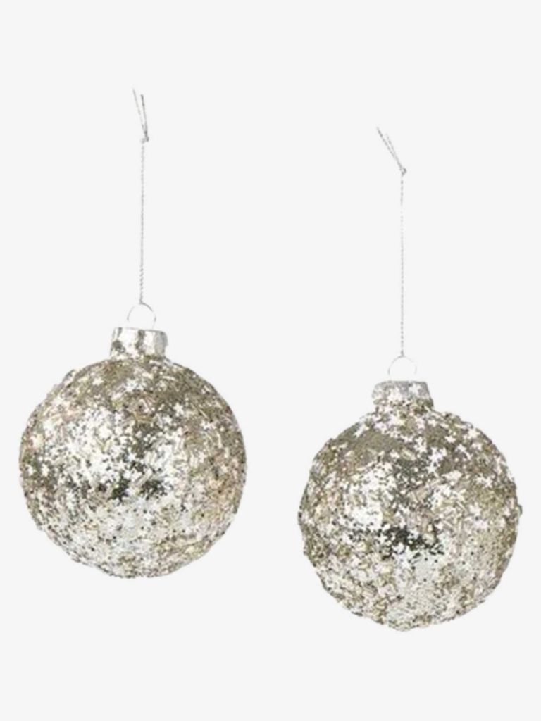 Hạt châu | URD | thủy tinh | bạc/trắng | bộ 6 | Ø8cm