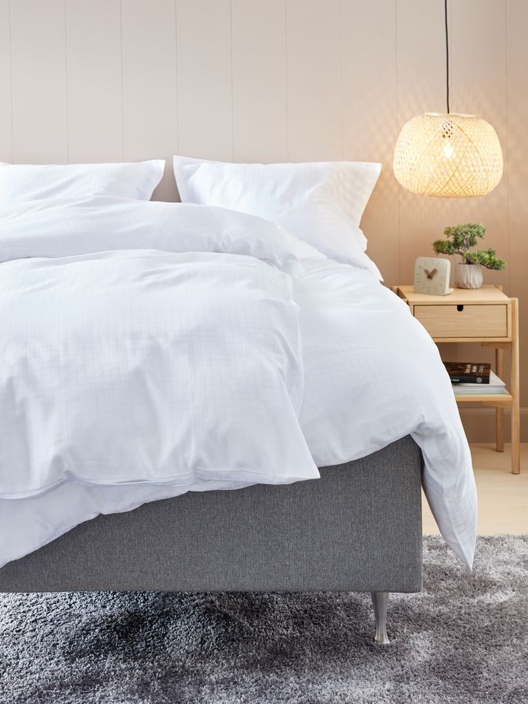 Bộ vỏ chăn gối đôi cotton sateen | INGEBORG | trắng | R200xD220cm/R50xD70cm