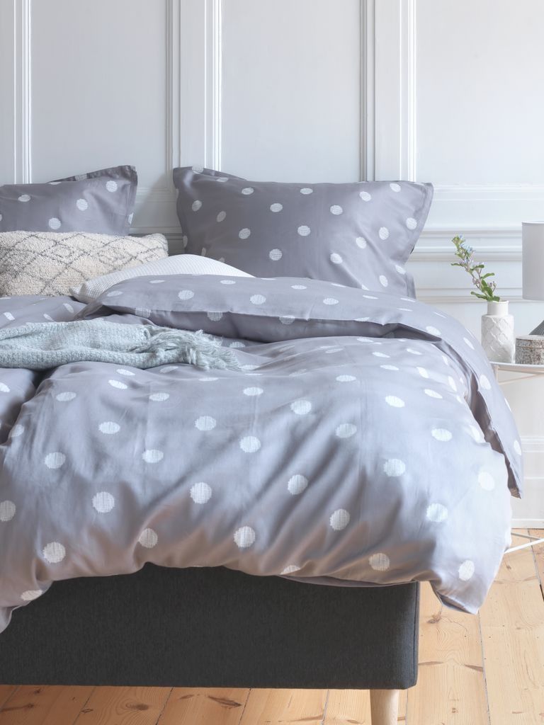 Bộ vỏ chăn gối đôi cotton sateen | ANE | xám | R200xD220cm/R50xD70cm