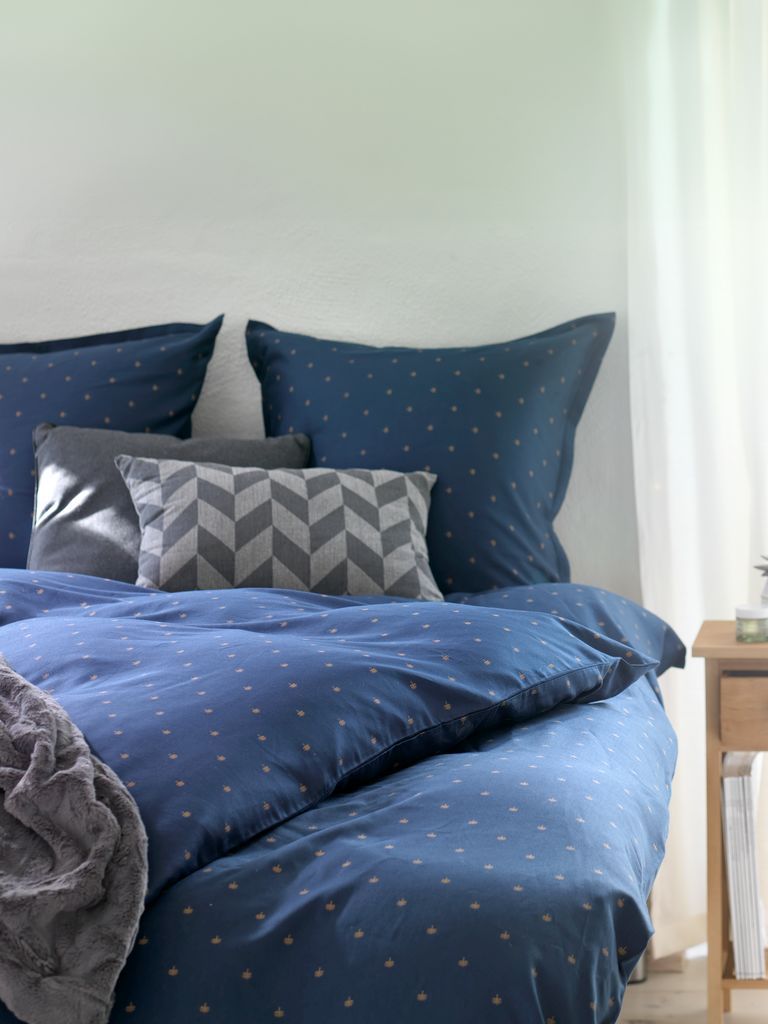 Bộ vỏ chăn gối đôi kèm ga cotton sateen | STELLA | xanh | R200xD220cm/R240xD260cm/R50xD70cm