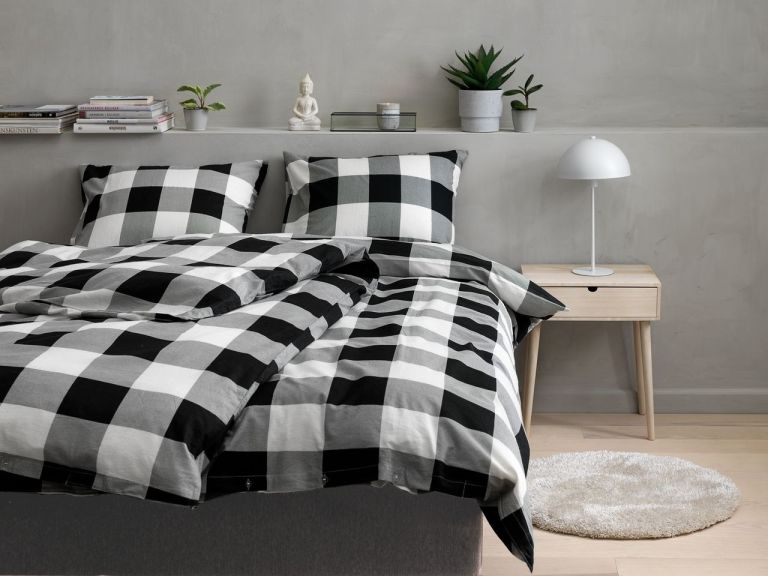 Bộ vỏ chăn gối đôi cotton | SCOTTI | xám/trắng | R200xD220cm/R50xD70cm