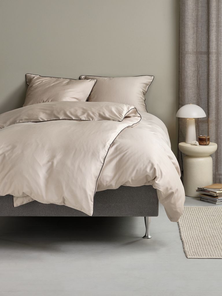 Bộ vỏ chăn gối đôi kèm ga cotton sateen | SANNA | vàng cát | R200xD220cm/R240xD260cm/R50xD70cm