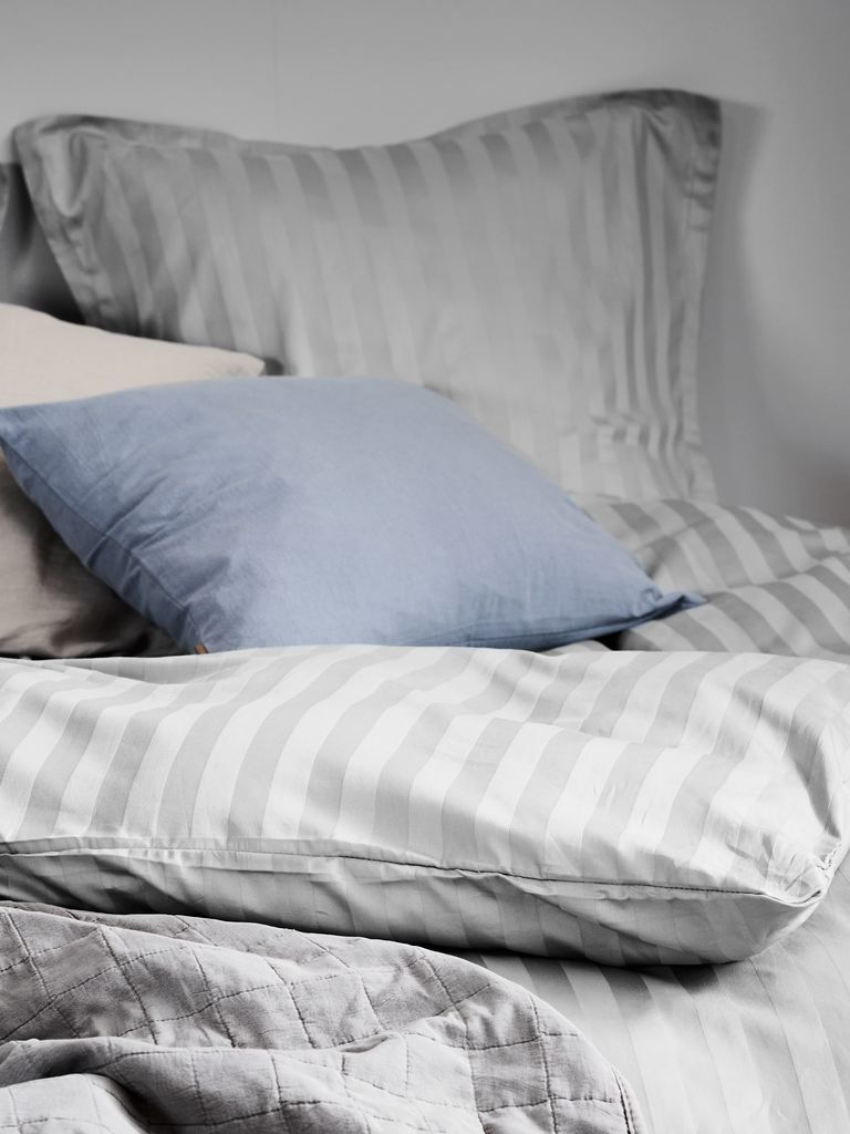 Bộ vỏ chăn gối đôi kèm ga cotton sateen | NELL | xám nhạt | R200xD220cm/R240xD260cm/R50xD70cm