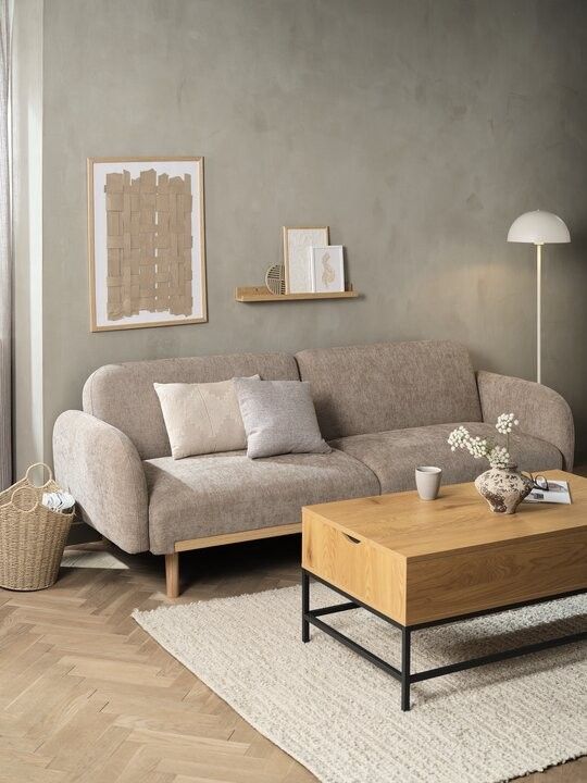 Sofa giường | BALKA | vải polyester | màu vàng cát | R214xS88/105xC80cm