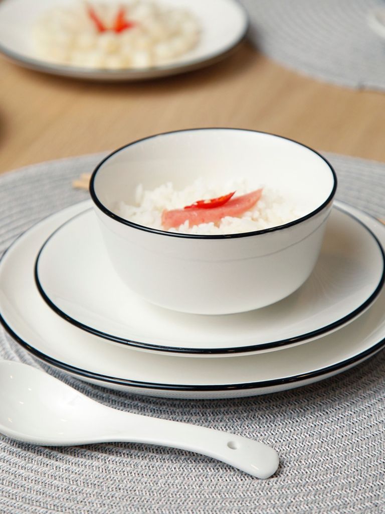 Đĩa | nID | sứ | trắng bóng viền đen | Ø16xC1.8cm