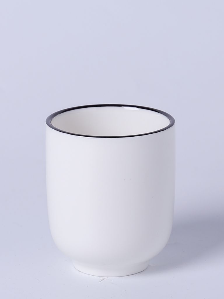 Cốc | nID | sứ | trắng bóng viền đen | Ø6.7xC7.8cm | 200ml