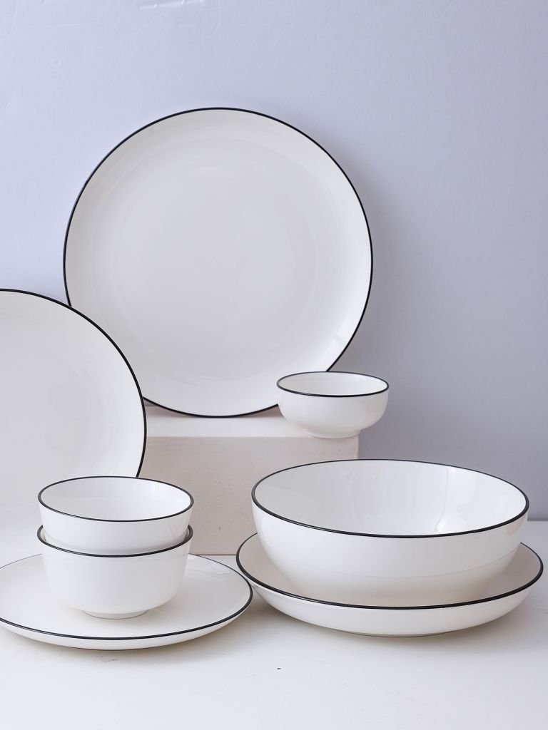 Chén nước chấm | nID | sứ | trắng bóng viền đen | Ø9xC4cm