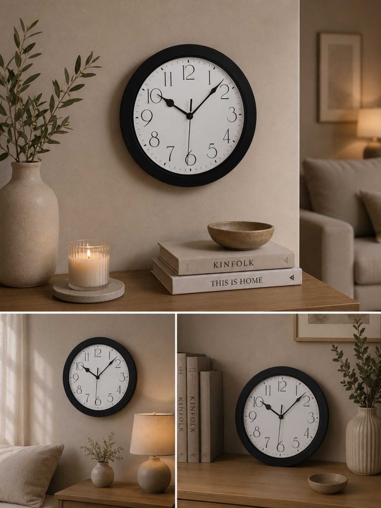 Đồng hồ treo tường | NYHAVN | nhựa | đen | kim trôi | Ø29.5cm
