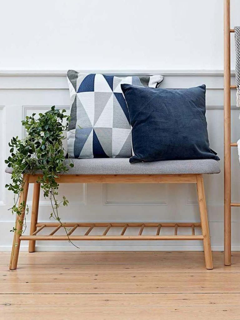 Gối trang trí | TEMPELTRE | polyester | xanh/xám | họa tiết | R45xD45cm