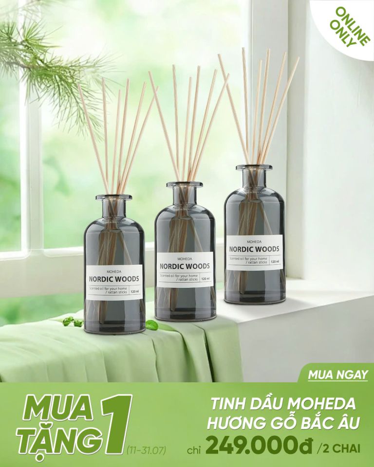 Tinh dầu thơm | MOHEDA | hương gỗ bắc âu | Ø5xC11cm | 120ml