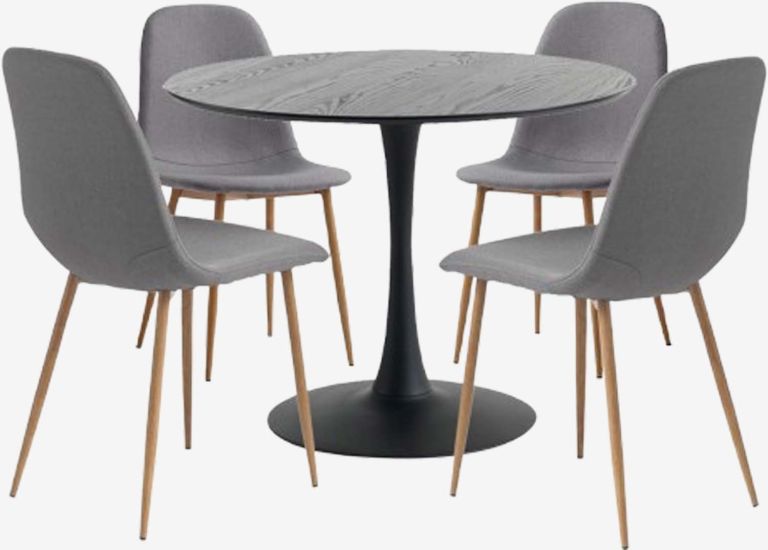 Bộ bàn ăn RINGSTED đen + JONSTRUP xám/sồi
