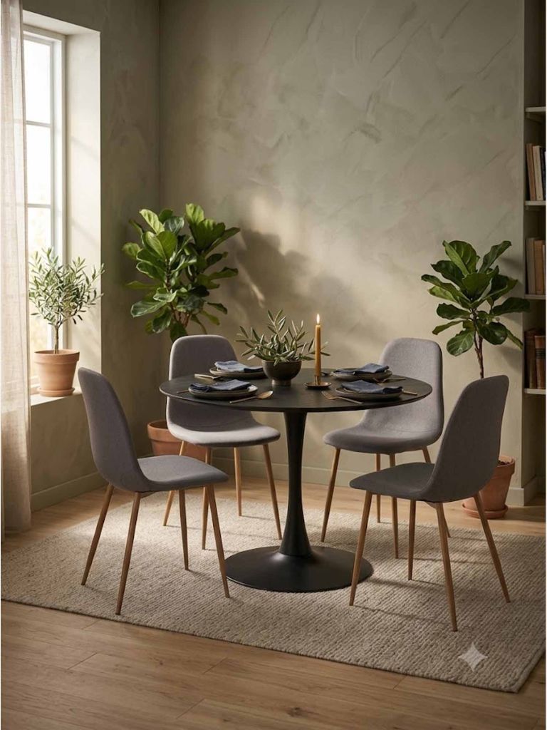 Bộ bàn ăn RINGSTED đen + JONSTRUP xám/sồi