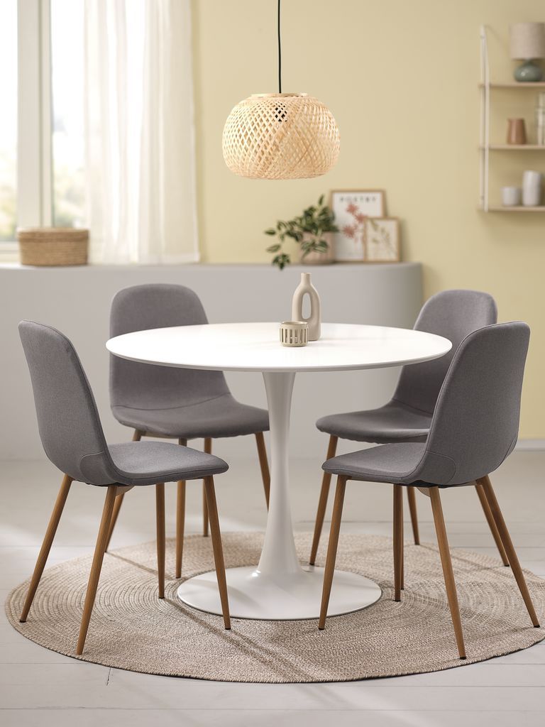 Bộ bàn ăn RINGSTED trắng + JONSTRUP xám/sồi