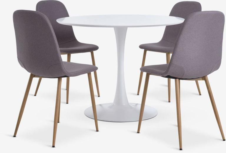 Bộ bàn ăn Ringsted trắng & Jonstrup xám soi