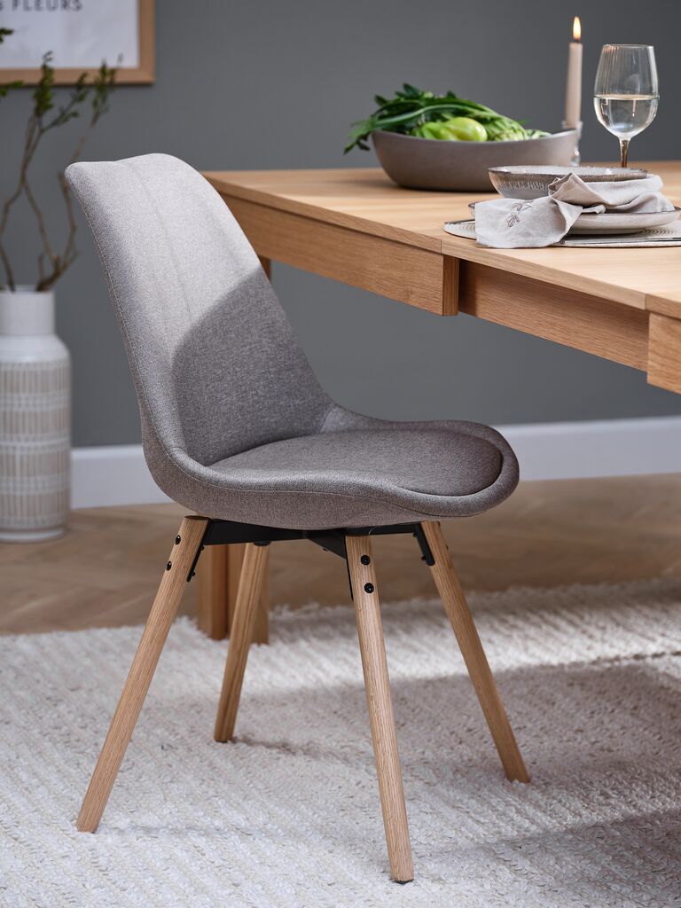 Bộ bàn ăn JEGIND D130 trắng/sồi + KASTRUP vàng cát