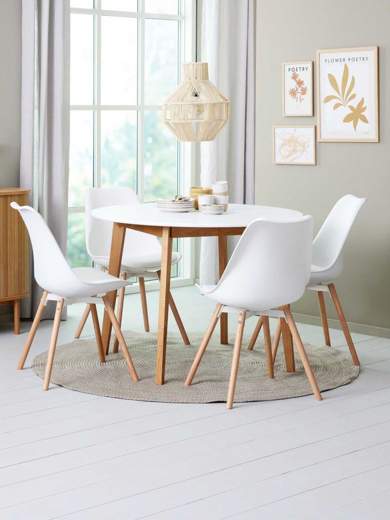 Bộ bàn ăn JEGIND Ø105 + KASTRUP trắng