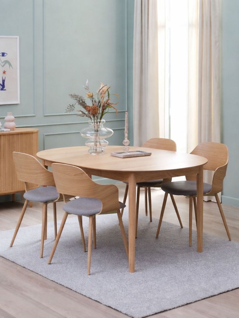 Bộ bàn ăn MARSTRAND Ø110 + HVIDOVRE xám/sồi