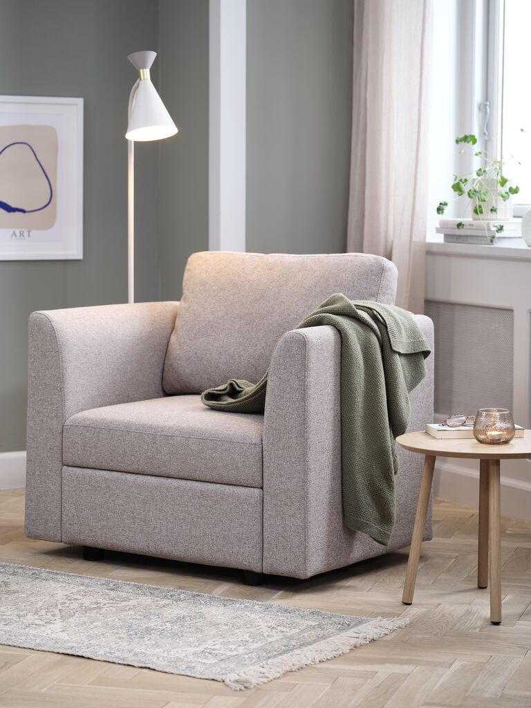 Ghế bành | OKSBY | vải polyester | vàng cát | R92xS78xC84cm