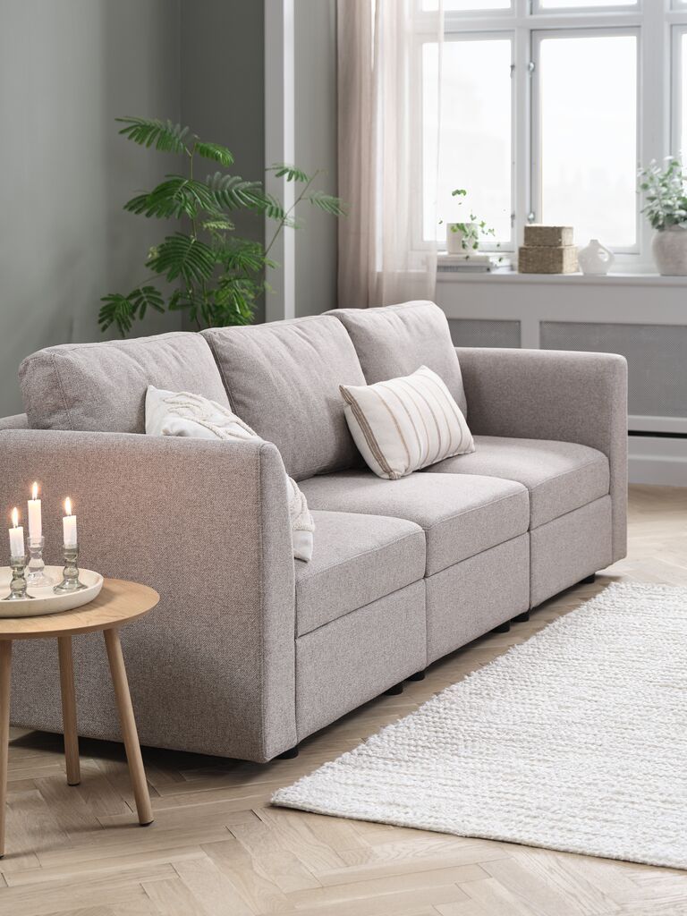 Sofa 3 chỗ | OKSBY | vải polyester | vàng cát | R223xS78xC84cm