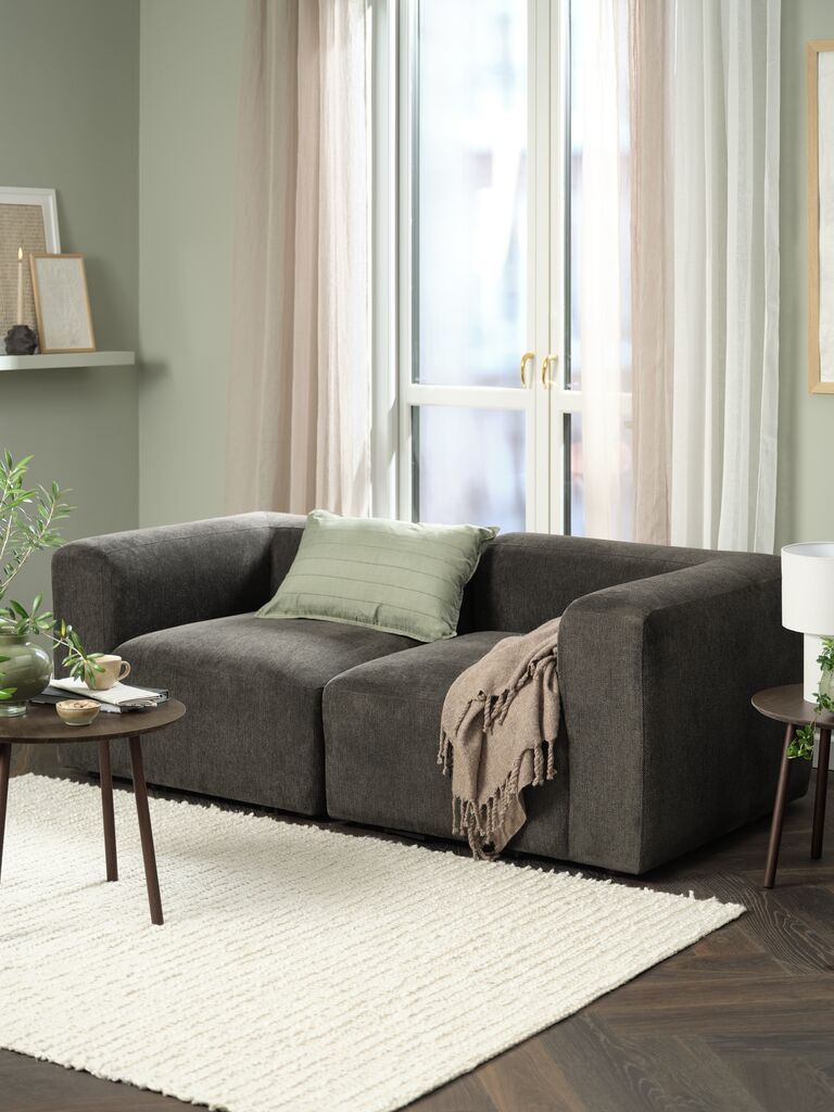 Sofa 2 chỗ | SKEJBY | vải polyester | n&acirc;u | R184xS92xC64cm