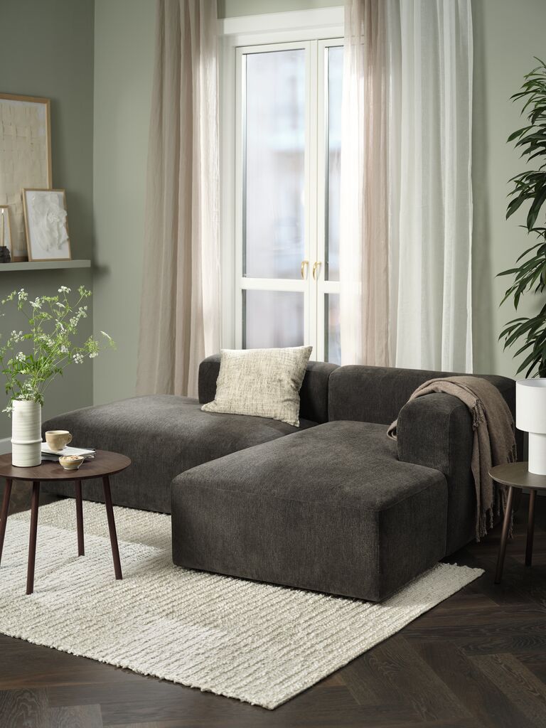 Sofa mở g&oacute;c 2 chỗ | SKEJBY | vải polyester | n&acirc;u | R215xS155xC64cm