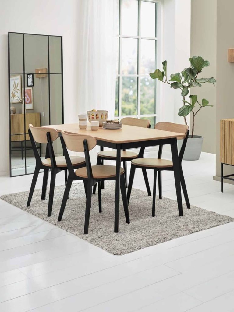 Bộ bàn ăn JEGIND D130 sồi/đen + JEGIND đen/sồi