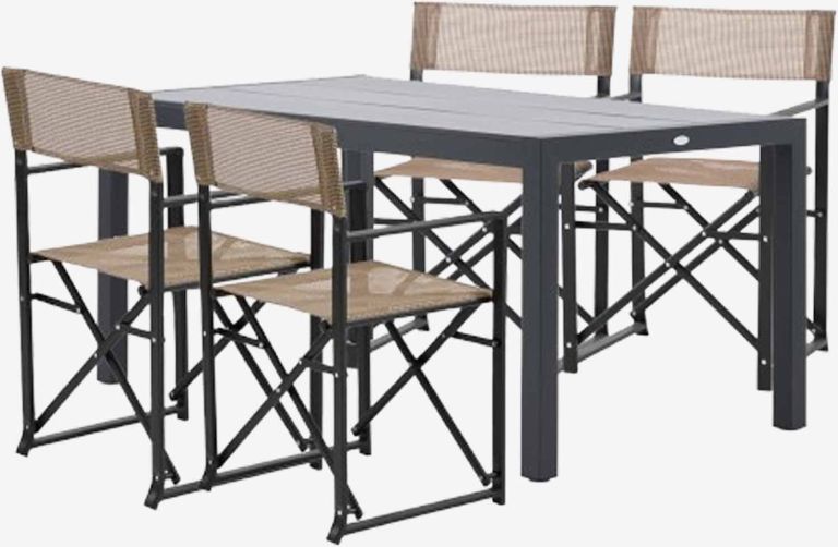 Bộ bàn ăn ngoài trời | HAGEN/NAGELSTI | đen | R92xD160xC74cm/R45xS47xC90cm